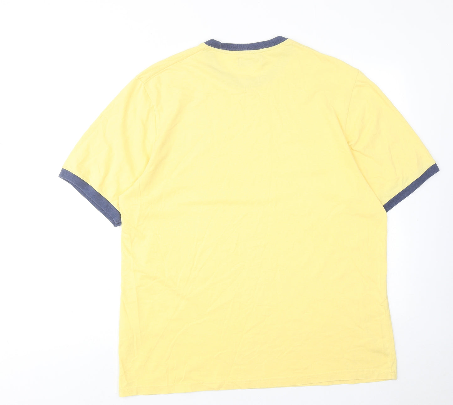 Blue Harbour Mens Yellow Cotton T-Shirt Size L Round Neck