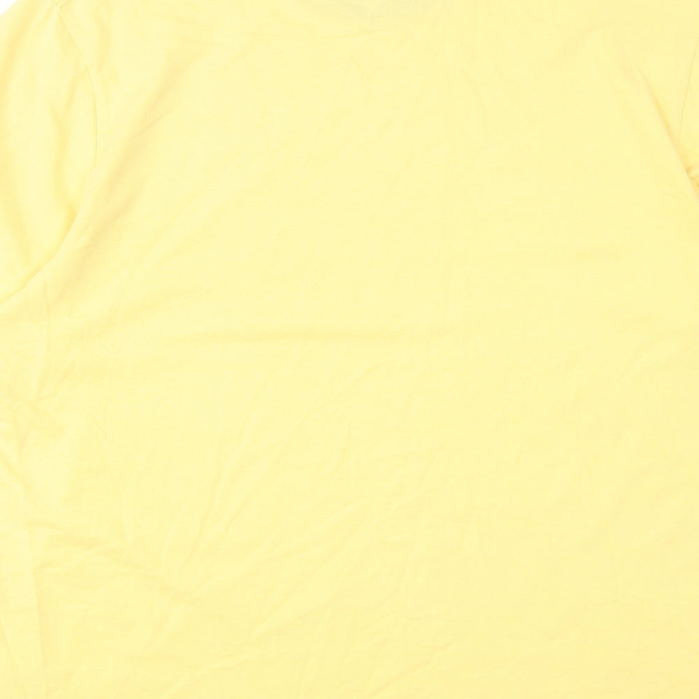 Blue Harbour Mens Yellow Cotton T-Shirt Size L Round Neck
