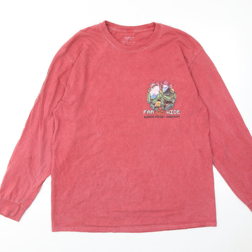 Urban Outfitters Mens Red Cotton T-Shirt Size S Round Neck - Make the climb-Find your peace