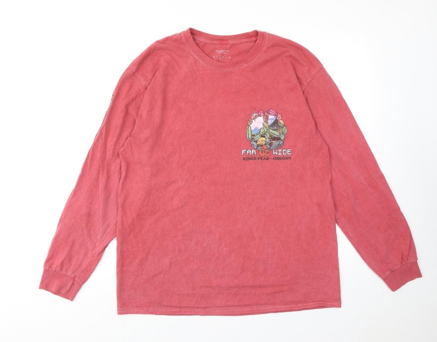Urban Outfitters Mens Red Cotton T-Shirt Size S Round Neck - Make the climb-Find your peace