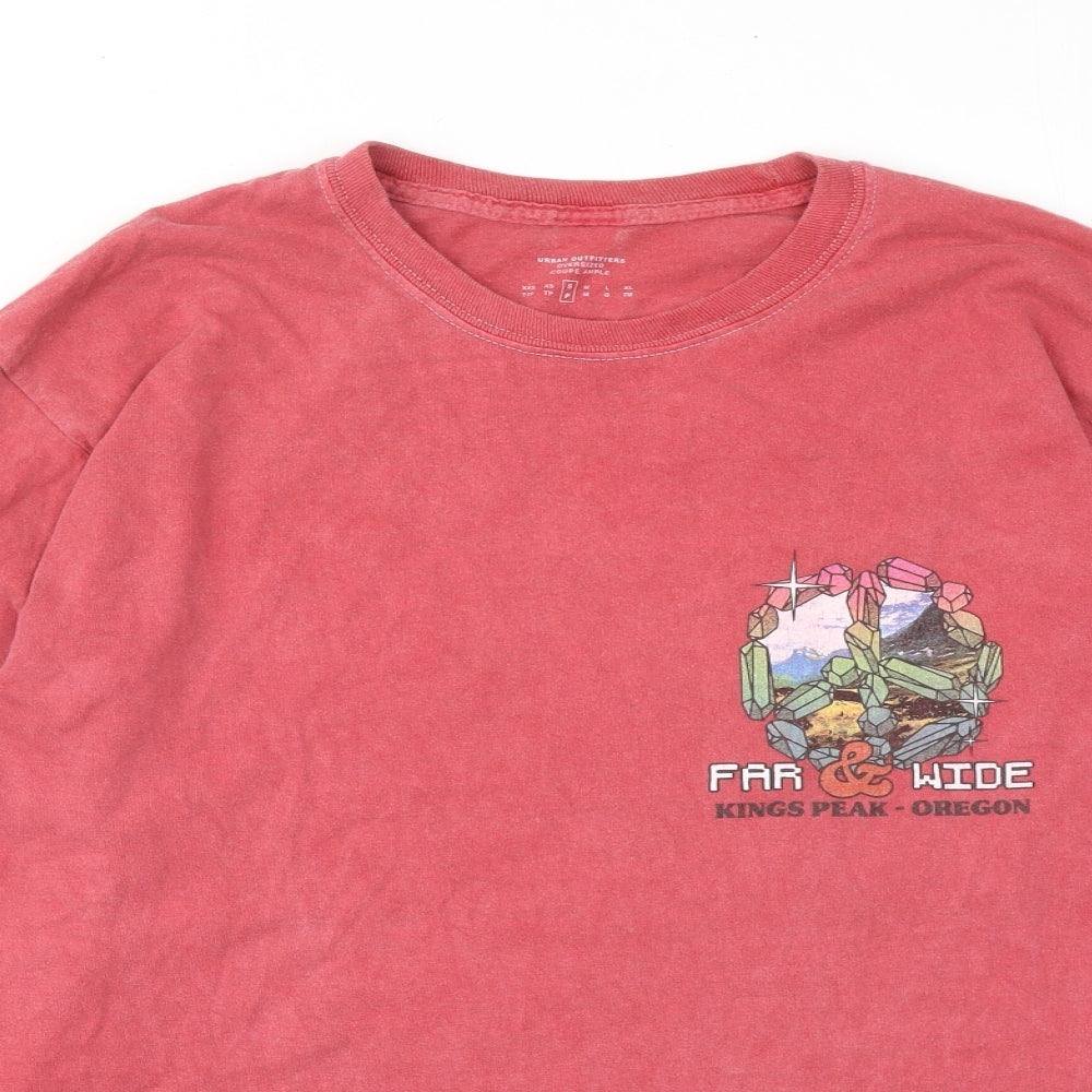 Urban Outfitters Mens Red Cotton T-Shirt Size S Round Neck - Make the climb-Find your peace
