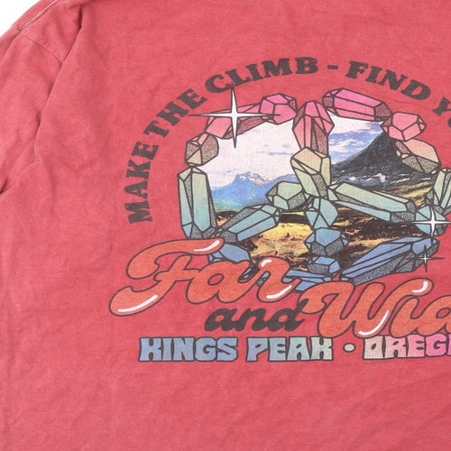 Urban Outfitters Mens Red Cotton T-Shirt Size S Round Neck - Make the climb-Find your peace