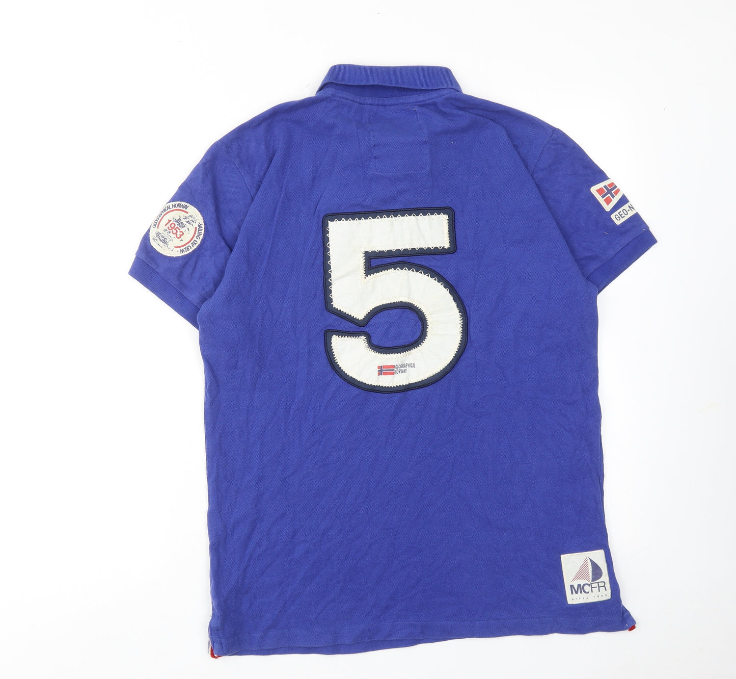 Geographical Norway Mens Blue Cotton Polo Size L Collared Button - Monte-Carlo Sailing Club