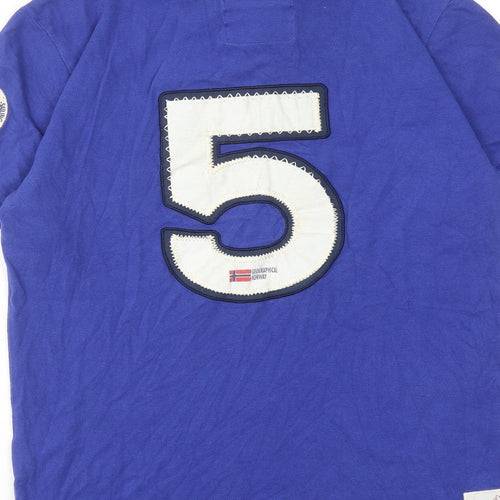 Geographical Norway Mens Blue Cotton Polo Size L Collared Button - Monte-Carlo Sailing Club