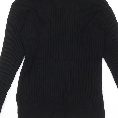 Marks and Spencer Womens Black Collared Viscose Pullover Jumper Size 8