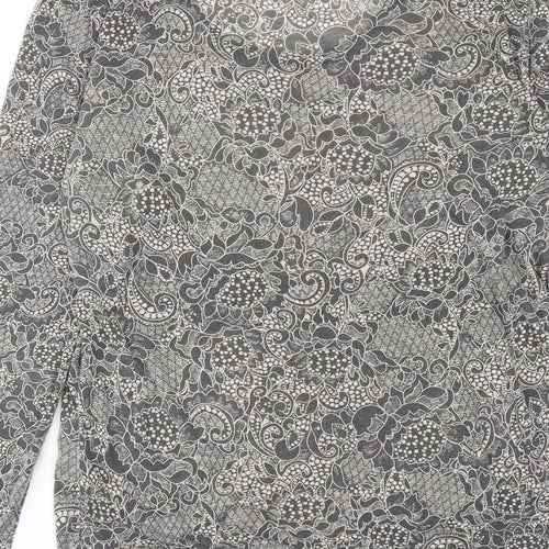 Marks and Spencer Womens Brown Geometric Acrylic Basic T-Shirt Size 18 Round Neck