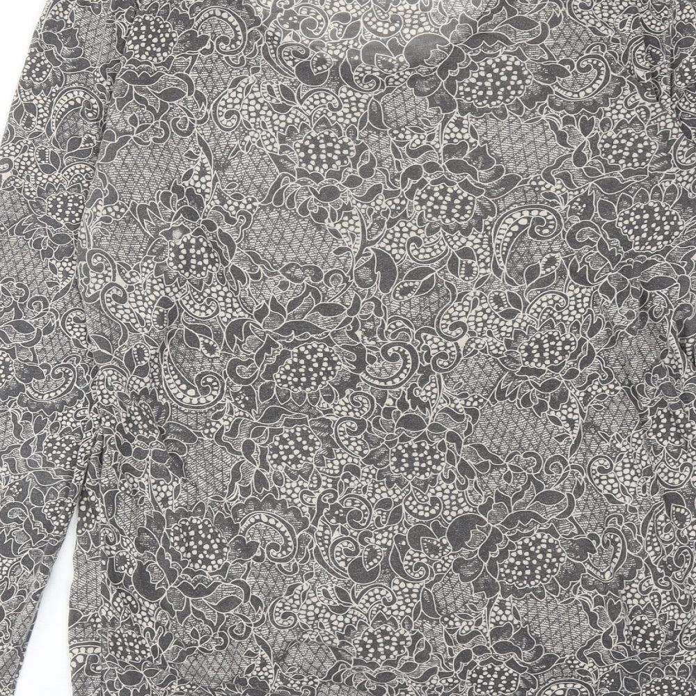 Marks and Spencer Womens Brown Geometric Acrylic Basic T-Shirt Size 18 Round Neck