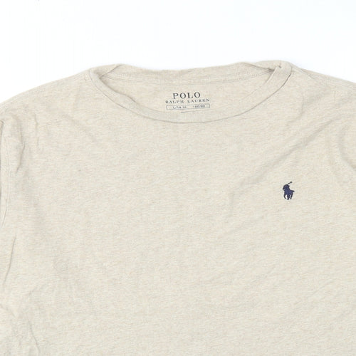 Ralph Lauren Womens Beige Cotton Basic T-Shirt Size 14 Round Neck