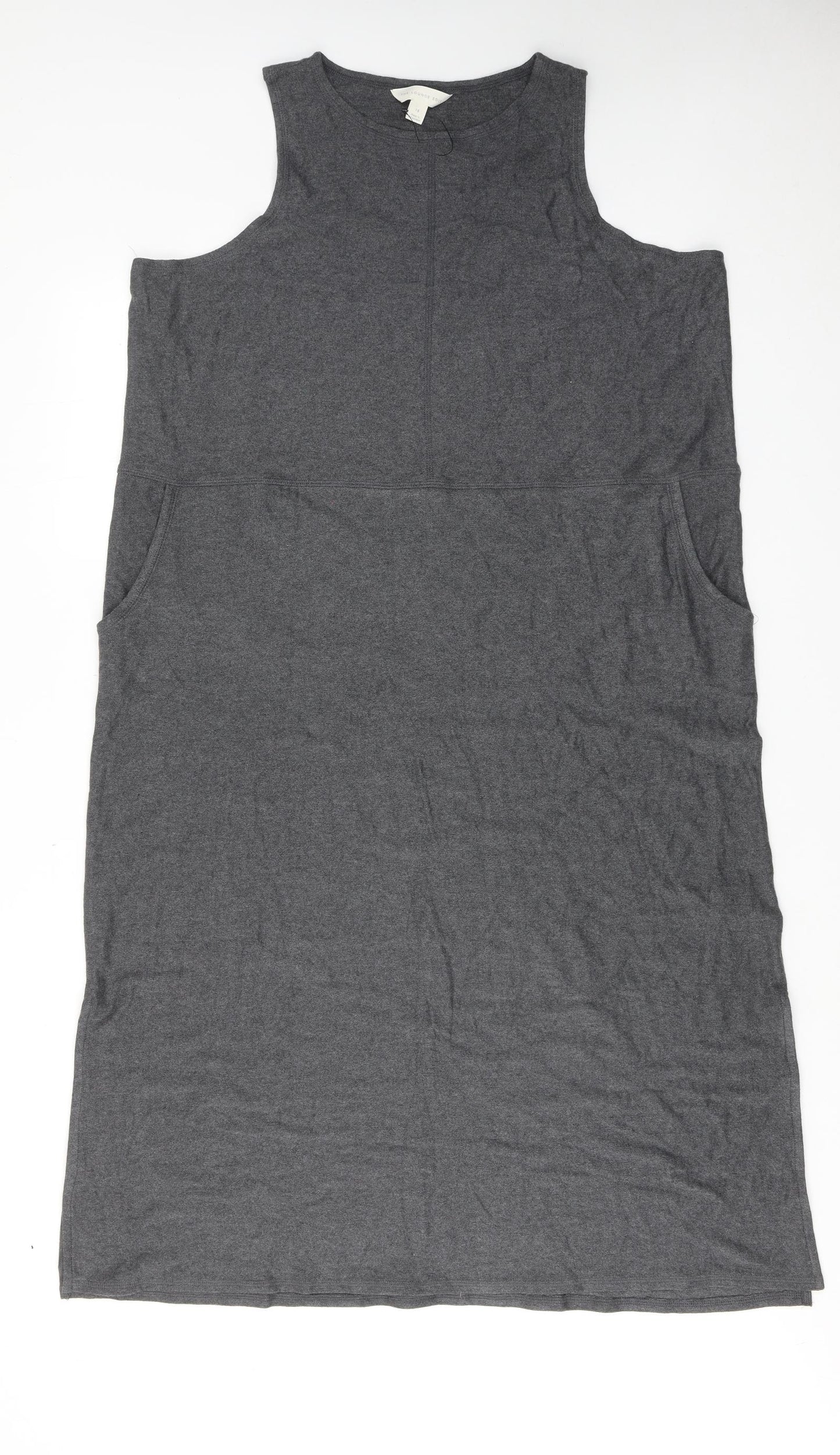 Marks and Spencer Womens Grey Cotton Tank Dress Size 18 Round Neck Pullover