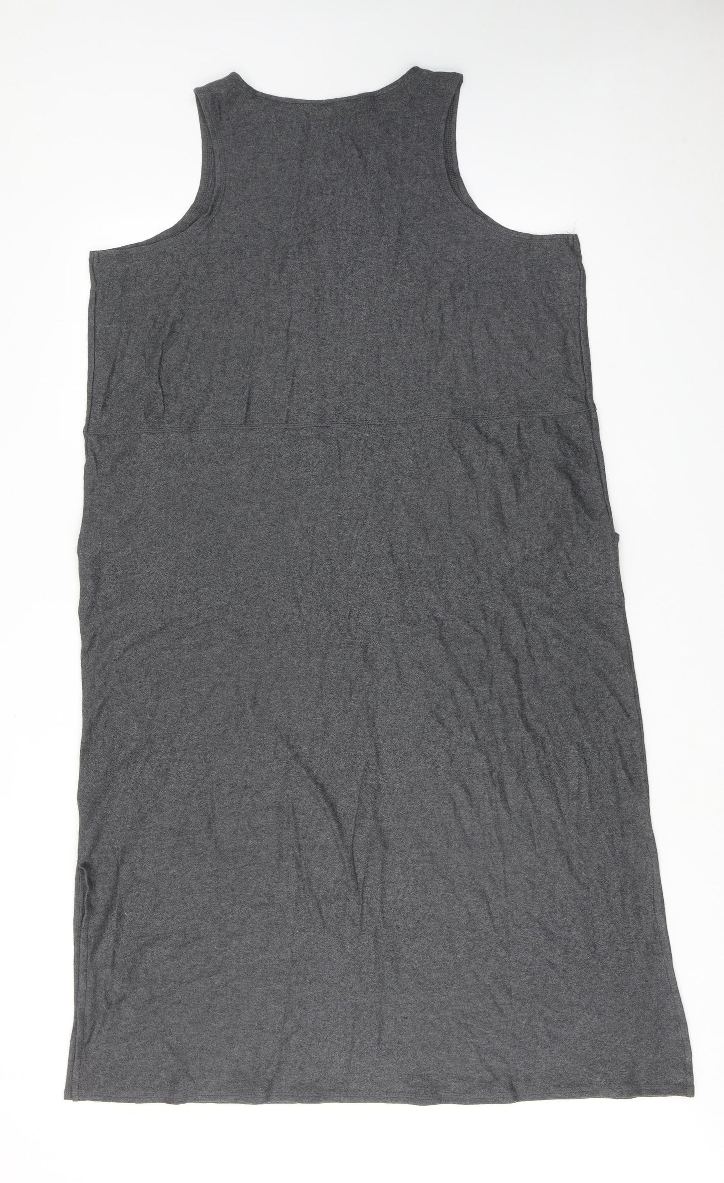 Marks and Spencer Womens Grey Cotton Tank Dress Size 18 Round Neck Pullover