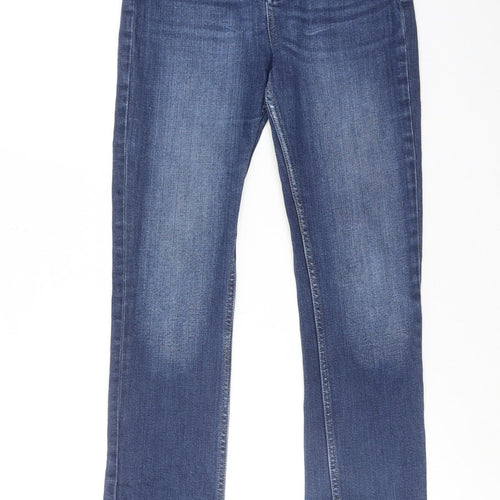 Fat Face Womens Blue Cotton Straight Jeans Size 8 Slim Zip