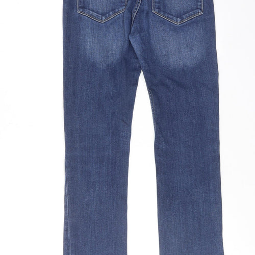Fat Face Womens Blue Cotton Straight Jeans Size 8 Slim Zip