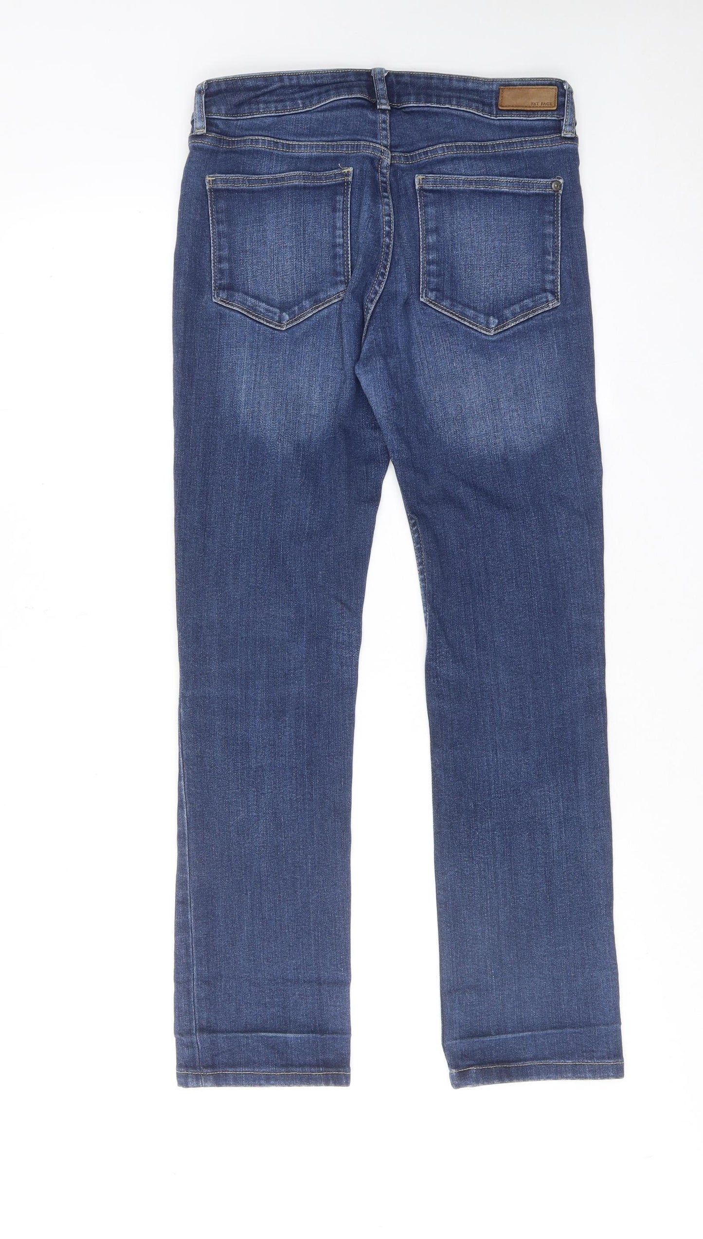 Fat Face Womens Blue Cotton Straight Jeans Size 8 Slim Zip