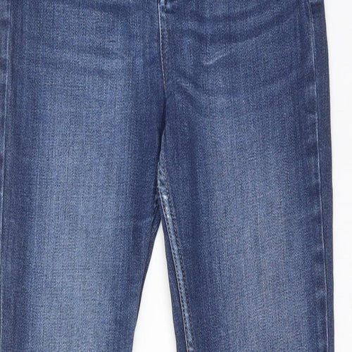 Fat Face Womens Blue Cotton Straight Jeans Size 8 Slim Zip