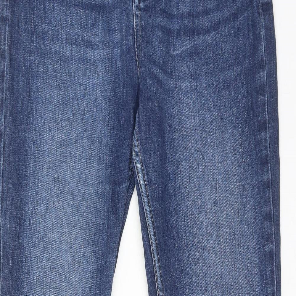 Fat Face Womens Blue Cotton Straight Jeans Size 8 Slim Zip