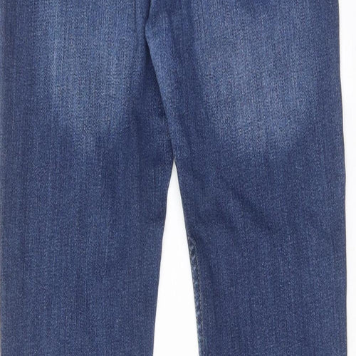 Fat Face Womens Blue Cotton Straight Jeans Size 8 Slim Zip