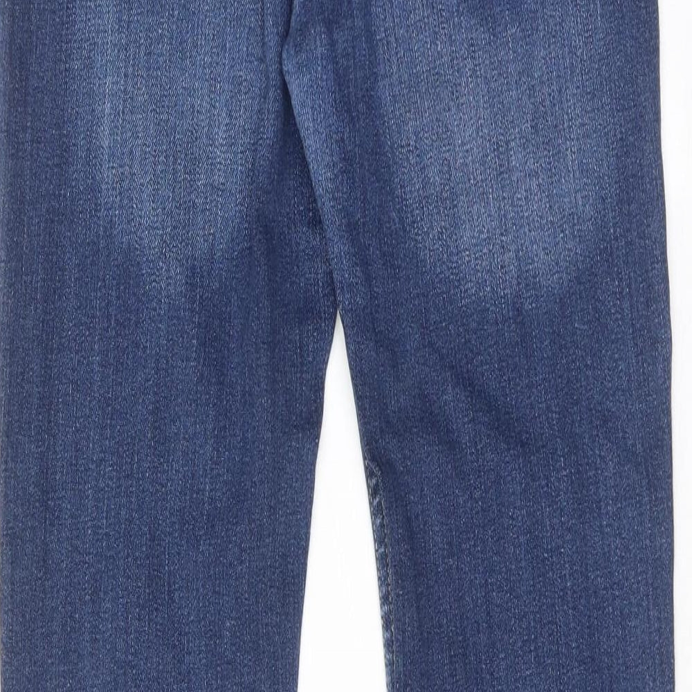 Fat Face Womens Blue Cotton Straight Jeans Size 8 Slim Zip