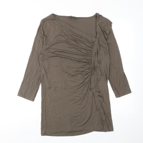 Limited Collection Womens Green Viscose Basic Blouse Size 14 V-Neck - Asymmetric Neckline
