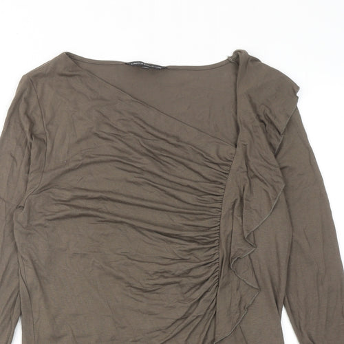 Limited Collection Womens Green Viscose Basic Blouse Size 14 V-Neck - Asymmetric Neckline