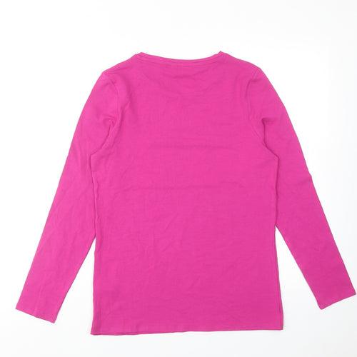 Marks and Spencer Womens Purple Cotton Basic T-Shirt Size 12 Round Neck
