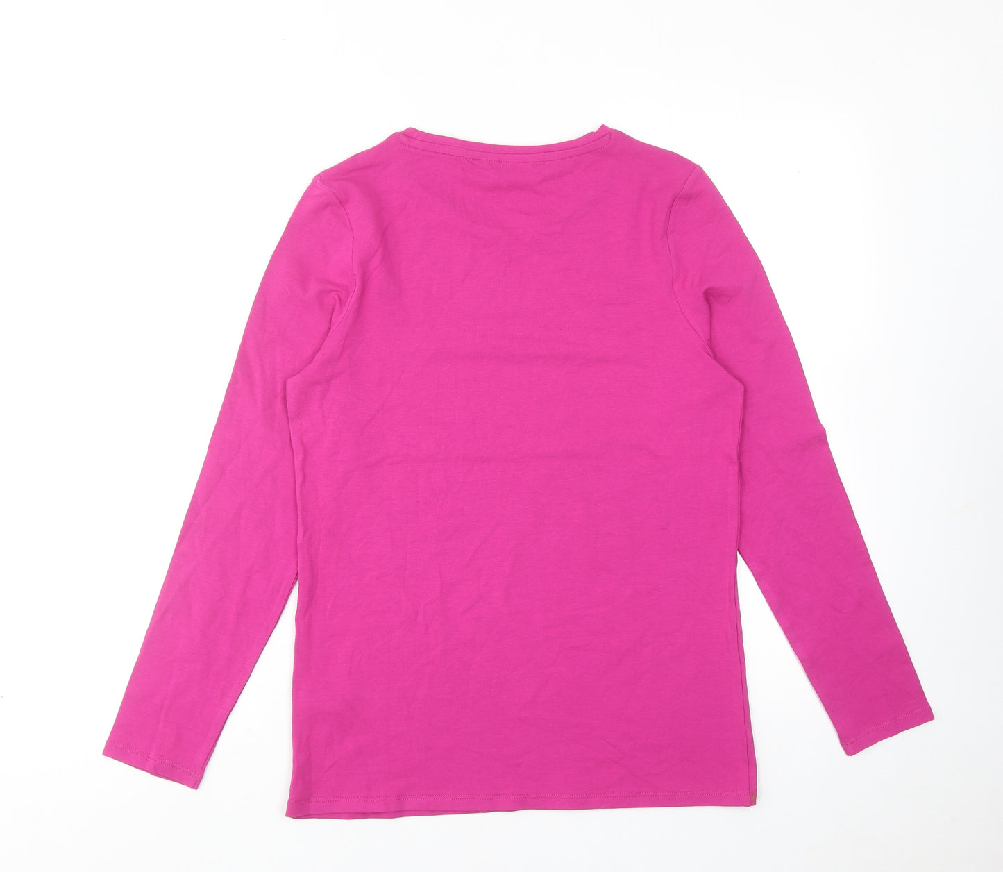 Marks and Spencer Womens Purple Cotton Basic T-Shirt Size 12 Round Neck