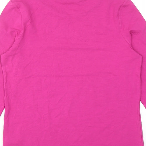 Marks and Spencer Womens Purple Cotton Basic T-Shirt Size 12 Round Neck
