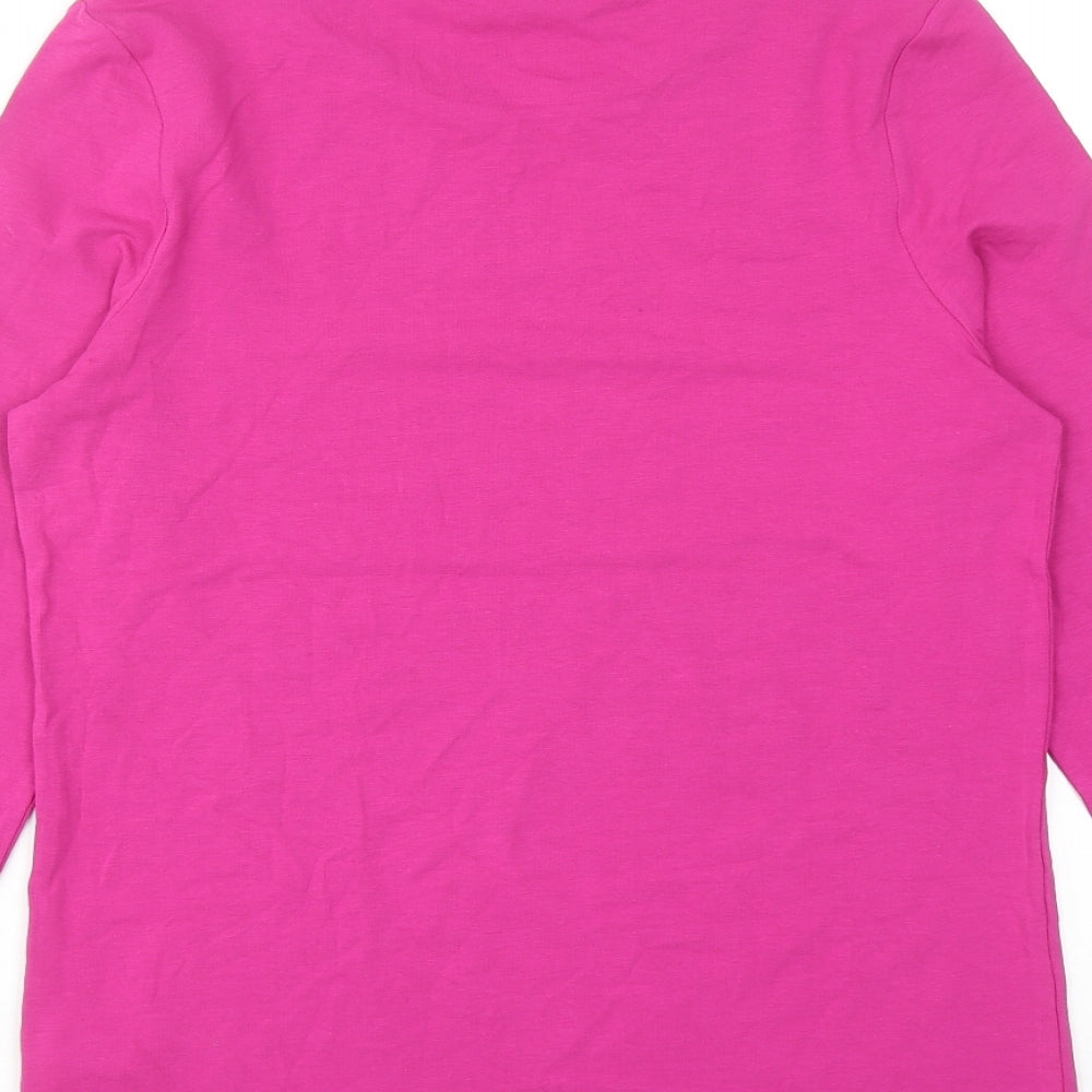 Marks and Spencer Womens Purple Cotton Basic T-Shirt Size 12 Round Neck