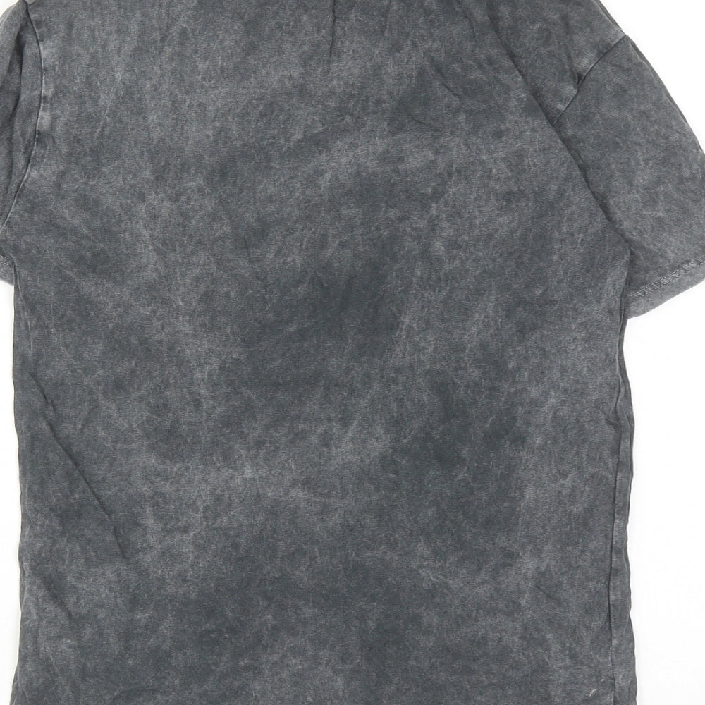 Disney Girls Grey Cotton Basic T-Shirt Size 5-6 Years Round Neck Pullover - Mickey Mouse