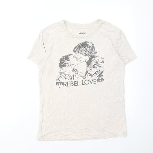 Star Wars Womens Grey Viscose Basic T-Shirt Size S Round Neck - Rebel Love