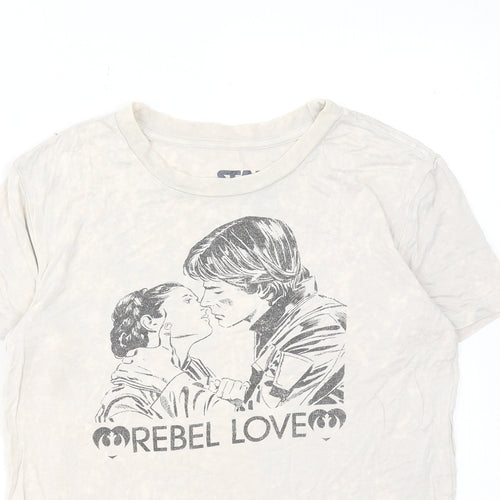 Star Wars Womens Grey Viscose Basic T-Shirt Size S Round Neck - Rebel Love