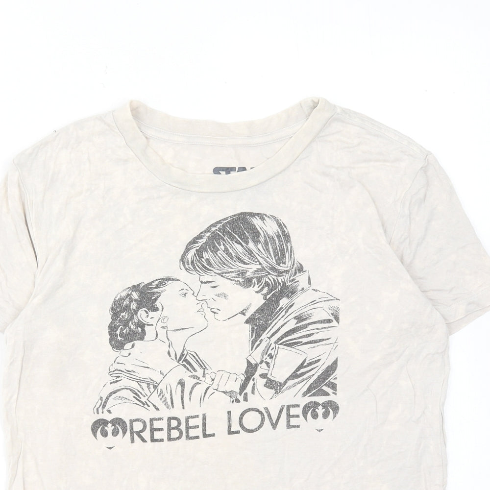 Star Wars Womens Grey Viscose Basic T-Shirt Size S Round Neck - Rebel Love