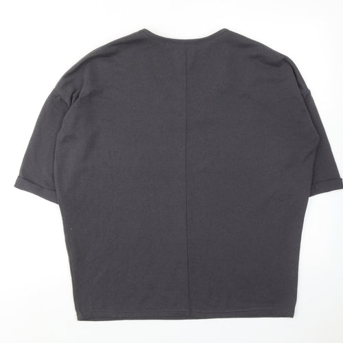 New Look Womens Grey Polyester Basic Blouse Size S V-Neck