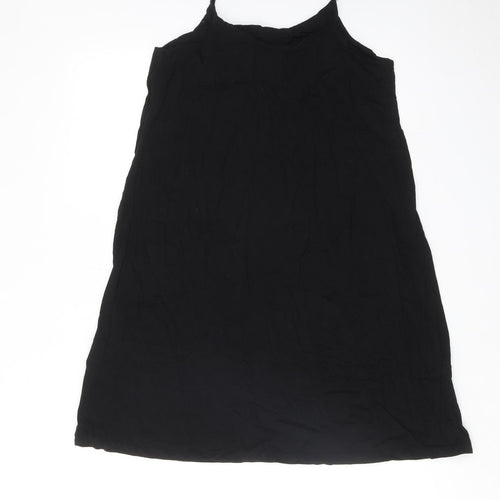 Basic Apparel Womens Black Viscose Slip Dress Size S Round Neck Pullover