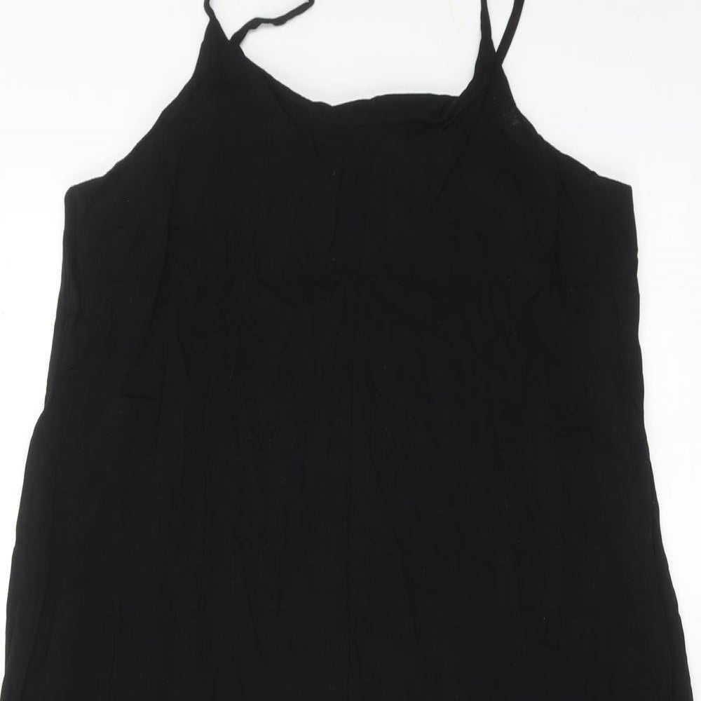 Basic Apparel Womens Black Viscose Slip Dress Size S Round Neck Pullover