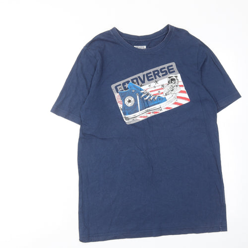 Converse Boys Blue Cotton Basic T-Shirt Size 13-14 Years Round Neck Pullover - Converse All Star