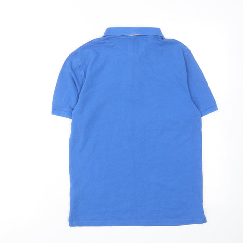 Marks and Spencer Boys Blue Cotton Basic Polo Size 11-12 Years Collared Button