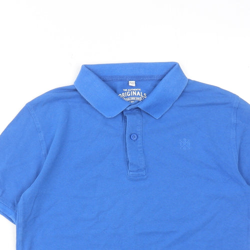Marks and Spencer Boys Blue Cotton Basic Polo Size 11-12 Years Collared Button