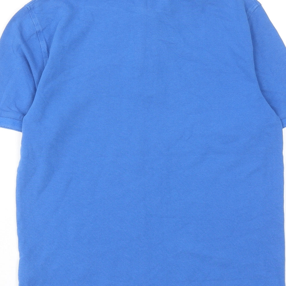 Marks and Spencer Boys Blue Cotton Basic Polo Size 11-12 Years Collared Button