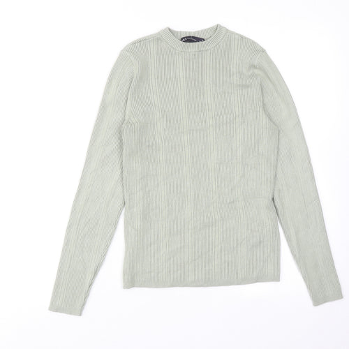 Marks and Spencer Womens Green Round Neck Viscose Pullover Jumper Size 12