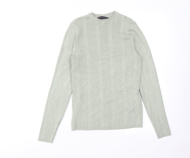 Marks and Spencer Womens Green Round Neck Viscose Pullover Jumper Size 12
