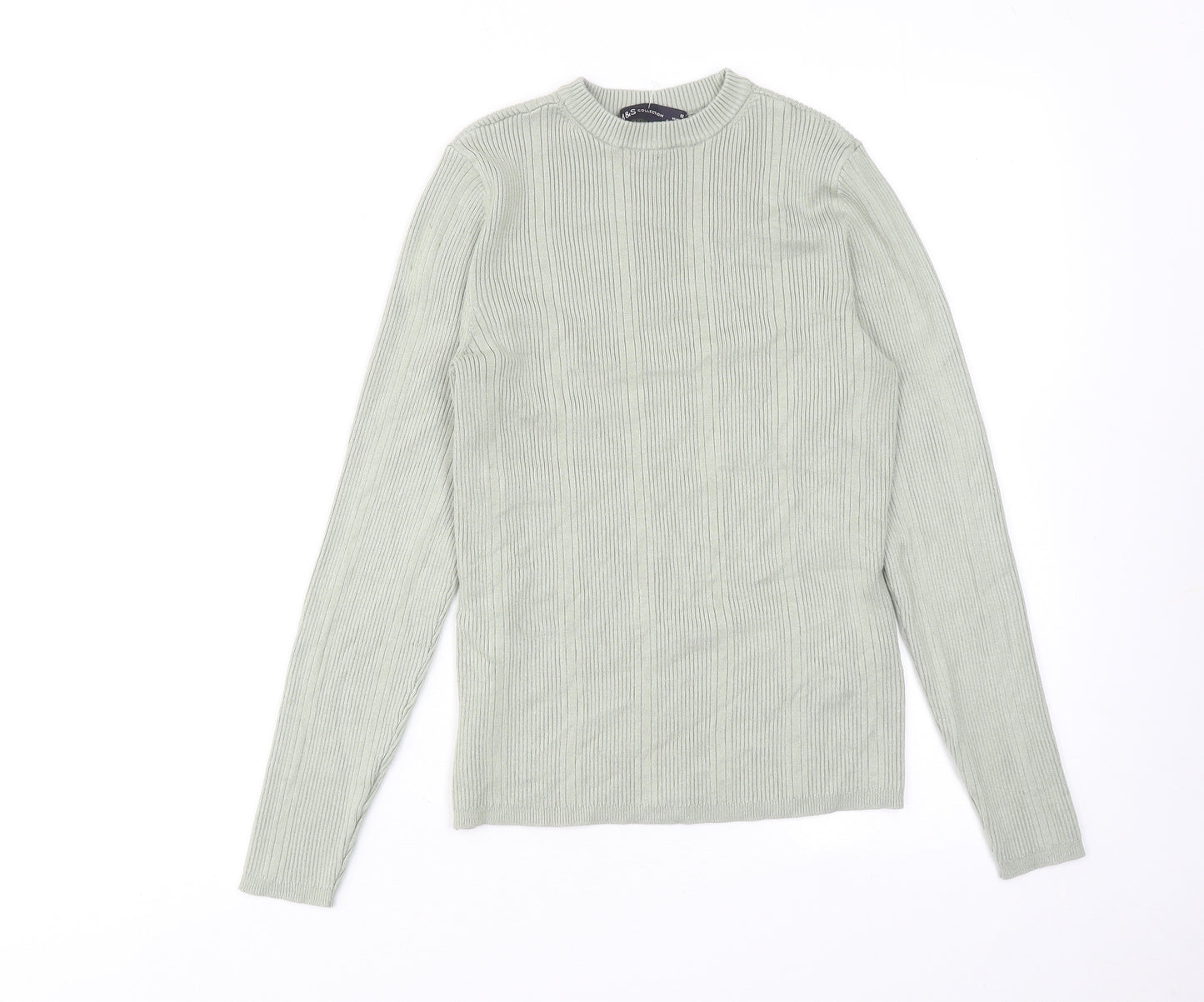 Marks and Spencer Womens Green Round Neck Viscose Pullover Jumper Size 12