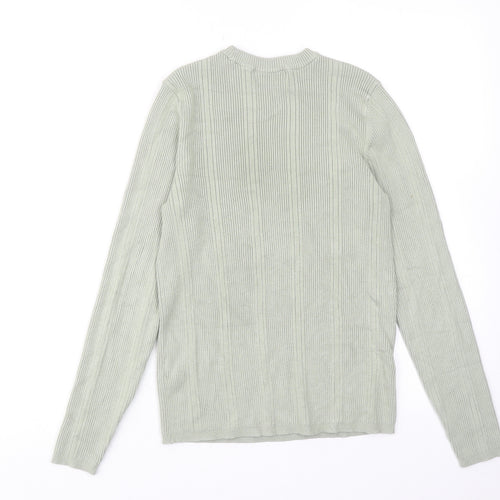 Marks and Spencer Womens Green Round Neck Viscose Pullover Jumper Size 12
