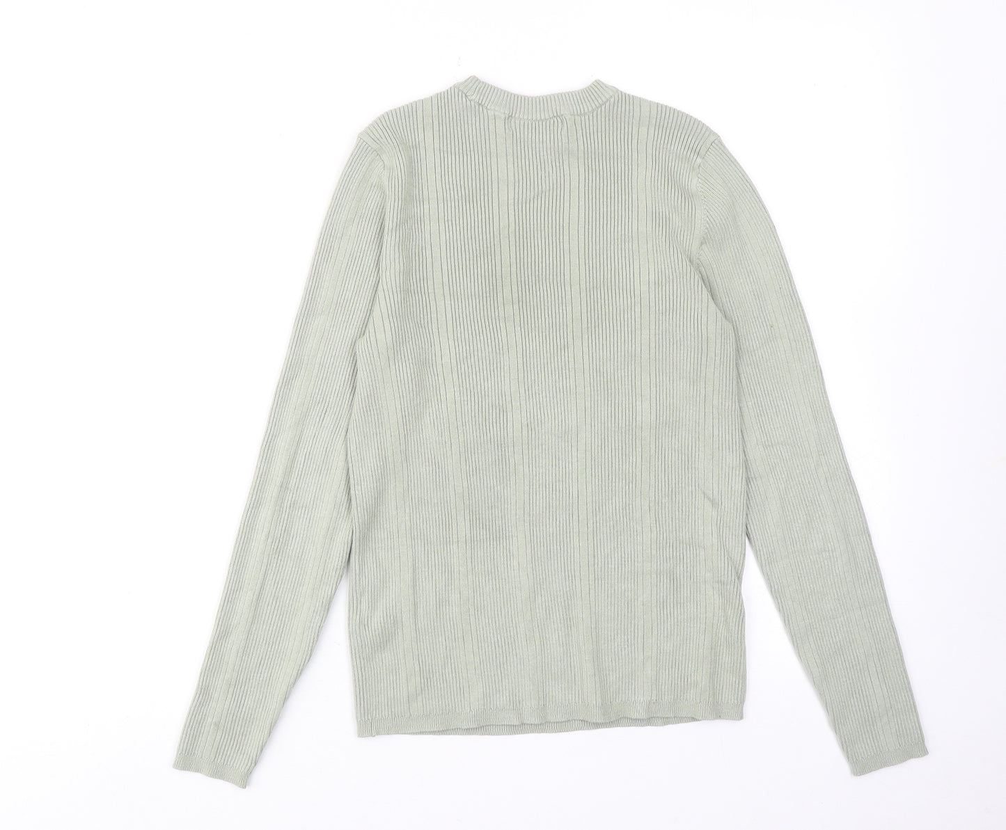 Marks and Spencer Womens Green Round Neck Viscose Pullover Jumper Size 12