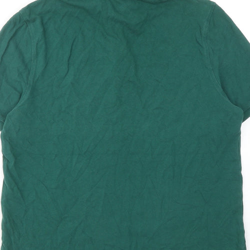 Marks and Spencer Mens Green Cotton Polo Size L Collared Button