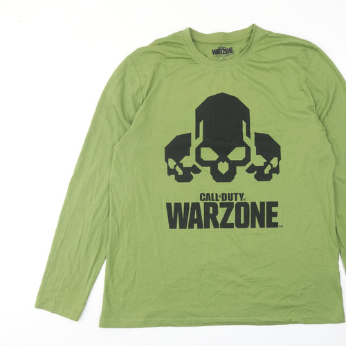 Call of Duty Mens Green Cotton T-Shirt Size XL Round Neck - Warzone