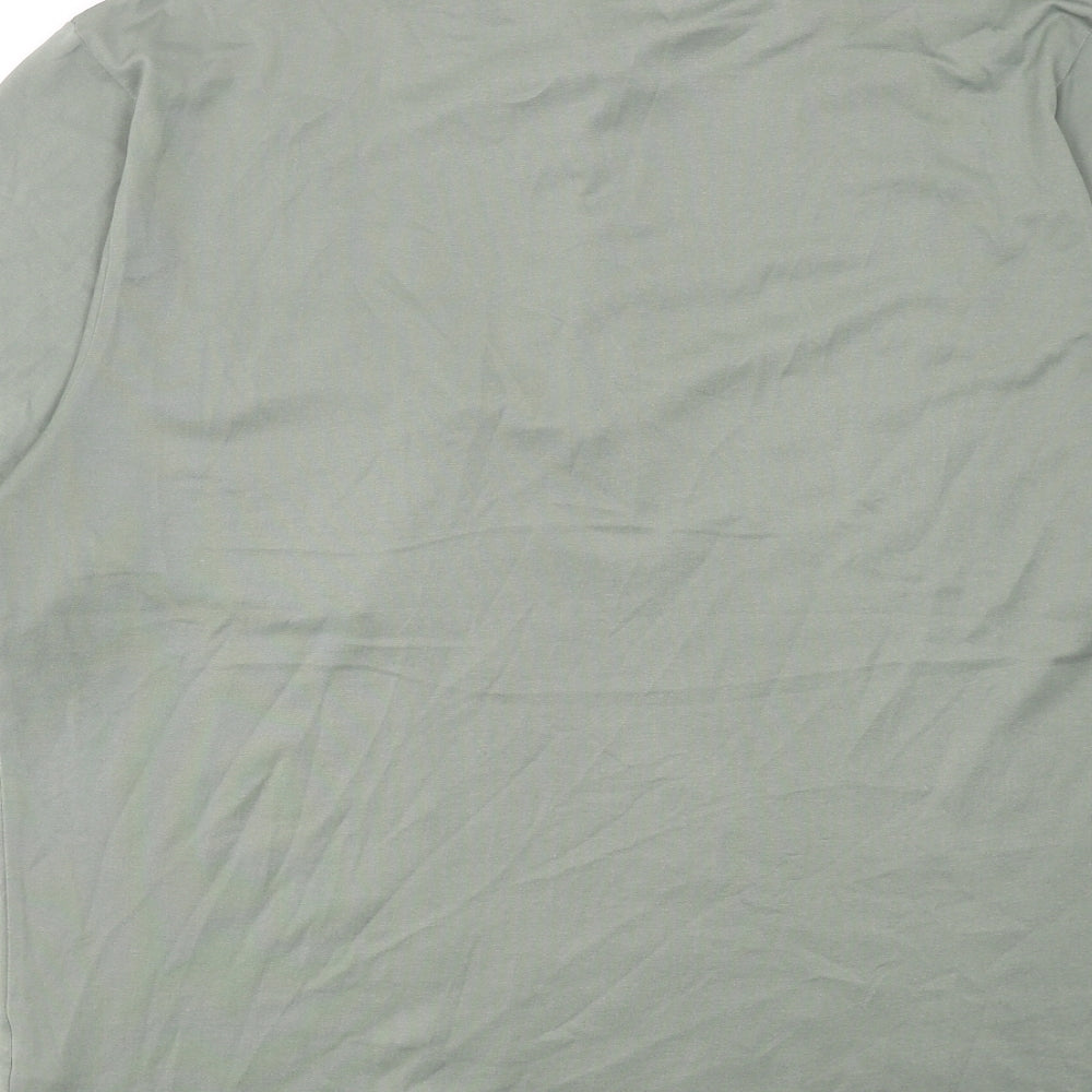 Gabicci Mens Green Colourblock Cotton Polo Size L Collared Button