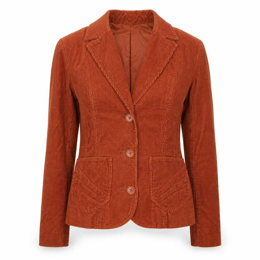 Front view of H&M women’s brown jacket, size UK 10, button