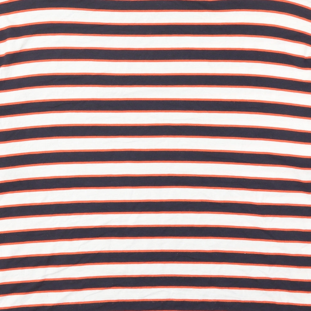 Marks and Spencer Womens Multicoloured Striped Viscose Basic T-Shirt Size 14 Round Neck