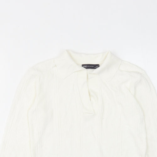 Marks and Spencer Womens Ivory Collared Viscose Pullover Jumper Size 8