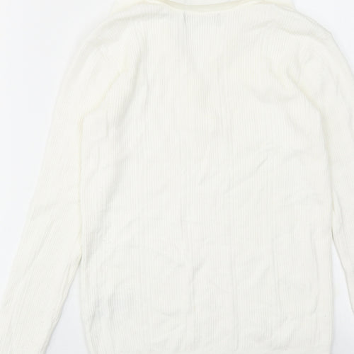 Marks and Spencer Womens Ivory Collared Viscose Pullover Jumper Size 8
